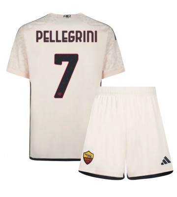AS Roma Lorenzo Pellegrini #7 Koszulka Wyjazdowych Dziecięca 2023-24 Krótki Rękaw (+ Krótkie spodenki)